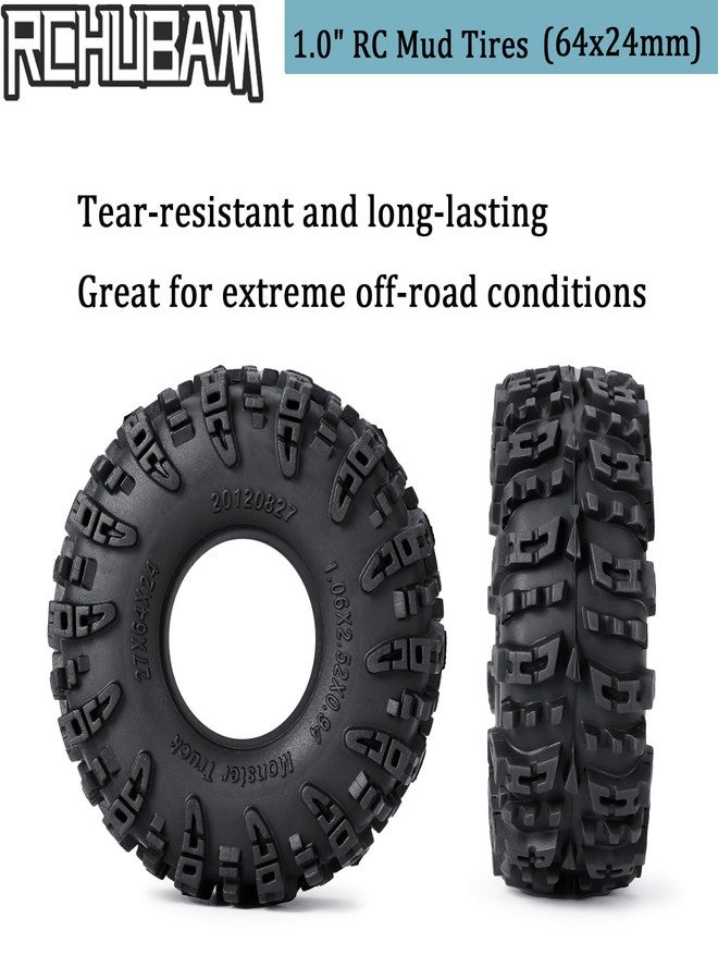 RCHUBAM 1.1" RC Tires 64x24mm TRX4M Large Soft Rubber 1.0" RC Crawler Tires Width 24mm Compatible with TRX4M 1/18 RC Crawler Car Upgrade Parts, #A - Image 5